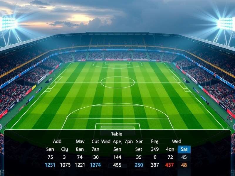 Champions League football match with calculator overlay showing standings