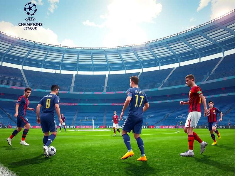 UEFA Champions League trophy shining under stadium lights