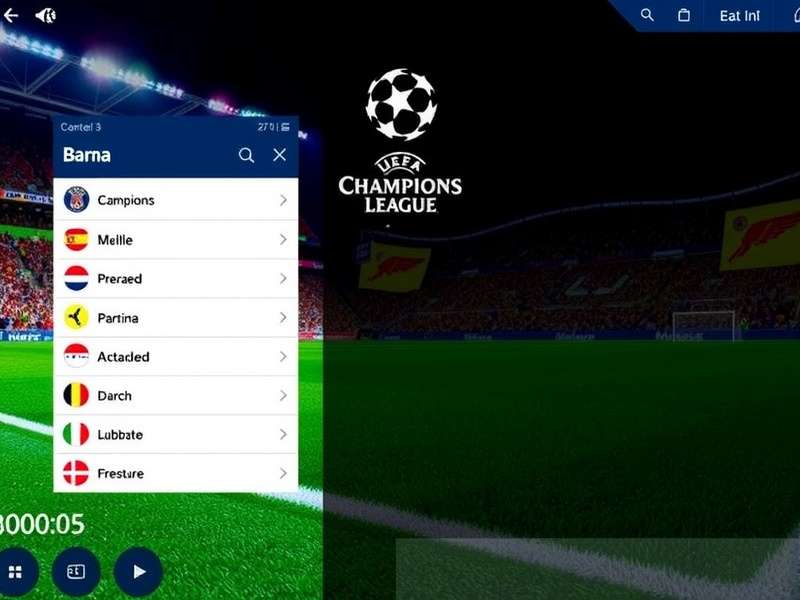 UEFA Champions League match in progress at a packed stadium under lights