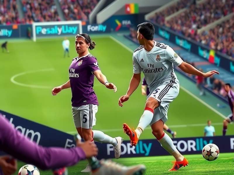 Real Madrid team celebrating with UEFA Champions League trophy at night