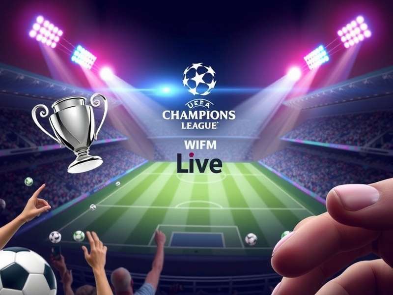 UEFA Champions League trophy shining under stadium lights during a live final