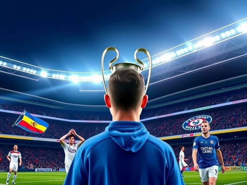 UEFA Champions League trophy shining under stadium lights