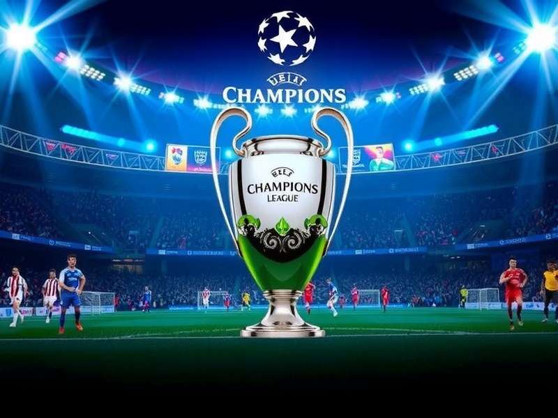 UEFA Champions League match atmosphere with fans and stadium lights