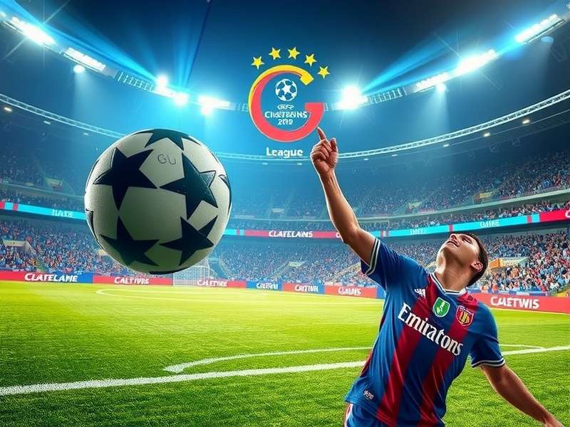 UEFA Champions League trophy shining under stadium lights