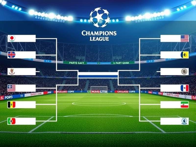 Interactive UEFA Champions League 2024/25 knockout bracket visualization showing all stages