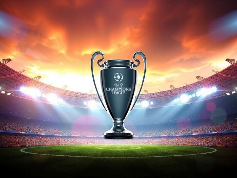 Football fans watching Champions League match on a big screen TV