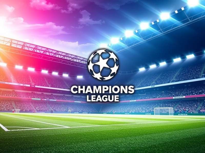 Champions League night match atmosphere at a packed stadium