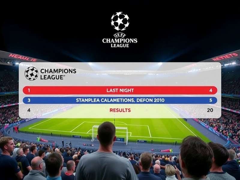 Champions League night match atmosphere with a player celebrating a goal