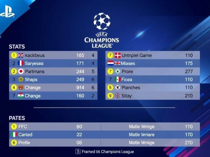 UEFA Champions League statistical analysis dashboard showing player performance metrics