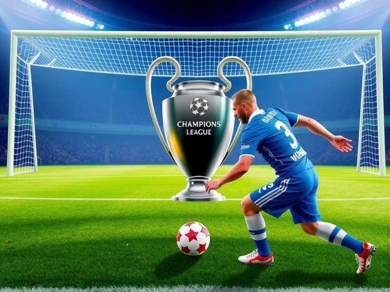 Champions League match with fans cheering in a stadium