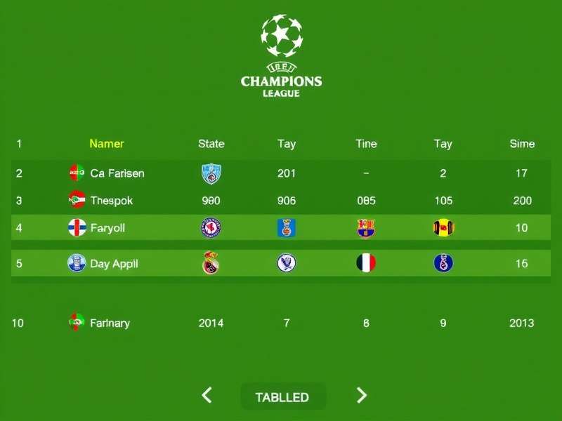 UEFA Champions League trophy with league table graphics in background