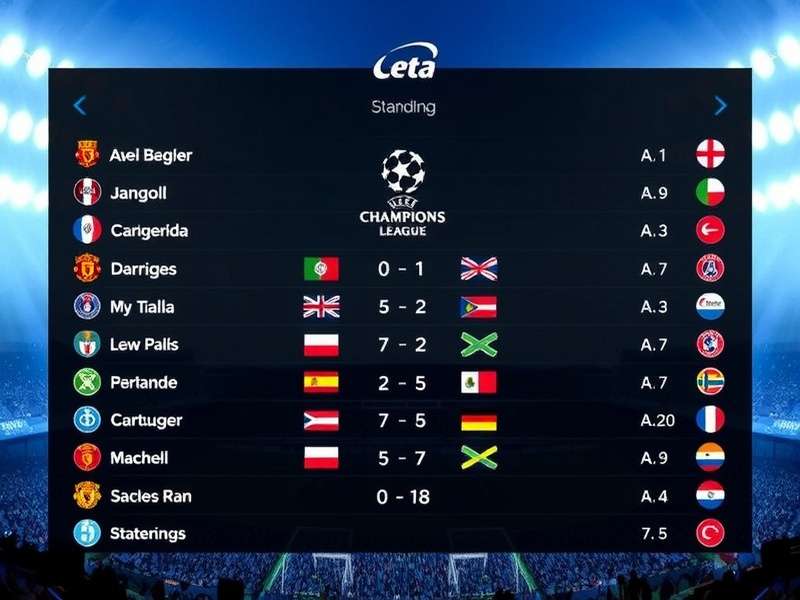 UEFA Champions League 2024/25 Standings Table Visualization showing team positions