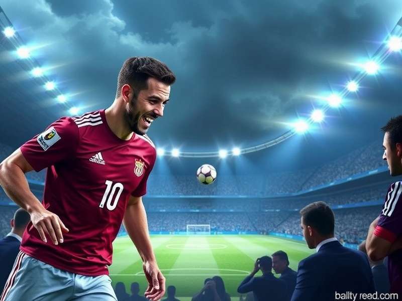 Champions League football match under stadium lights