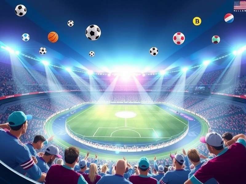 Champions League match atmosphere with fans and stadium lights