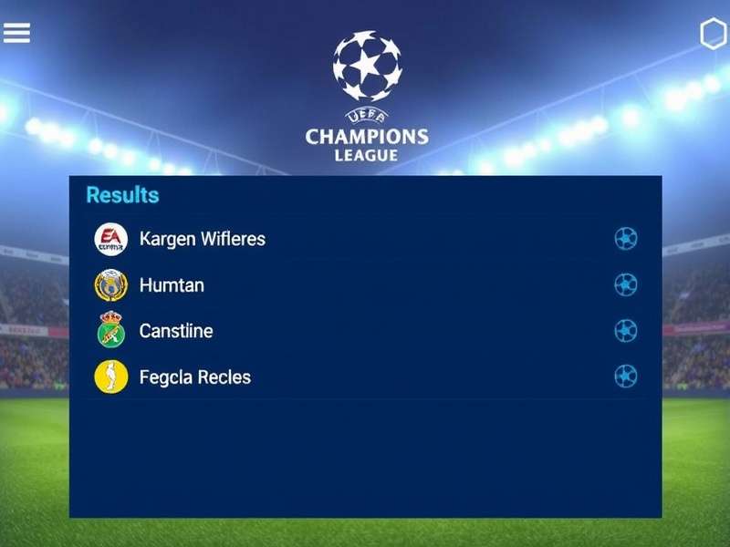 UEFA Champions League match scene with players celebrating