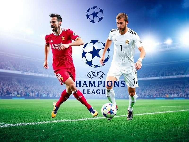 UEFA Champions League match action with players celebrating a goal