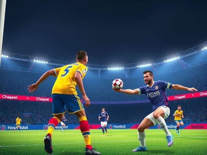 Champions League football goal celebration at stadium