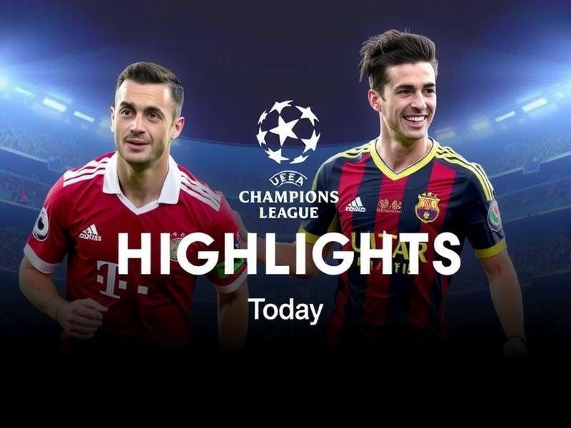 Champions League match action with players contesting for the ball