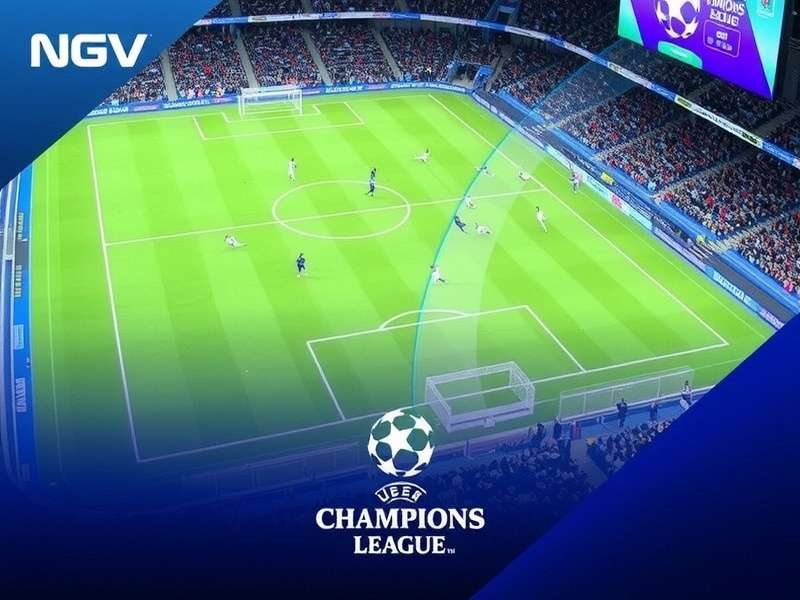 Champions League broadcast on multiple TV screens showing live matches