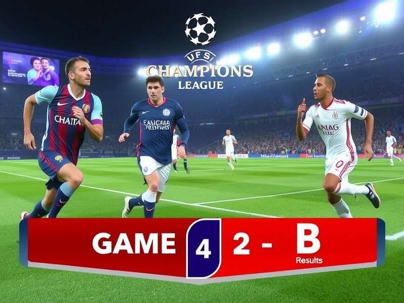 UEFA Champions League match in progress at a packed stadium under floodlights