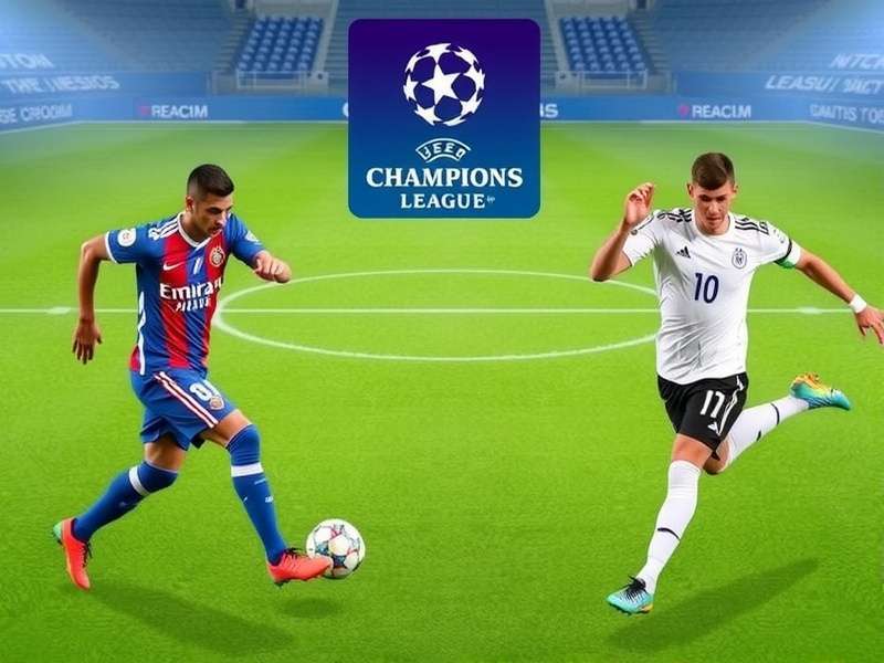 UEFA Champions League match action with players celebrating a goal