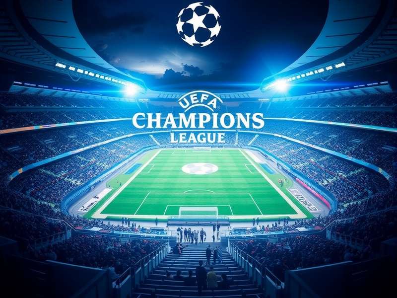 UEFA Champions League match atmosphere with fans and stadium lights