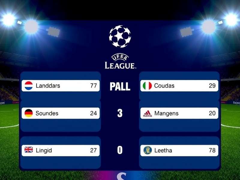 Champions League trophy with stadium lights in background