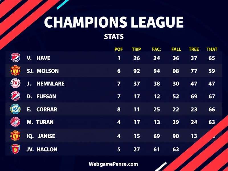Champions League trophy with statistical graphs overlay