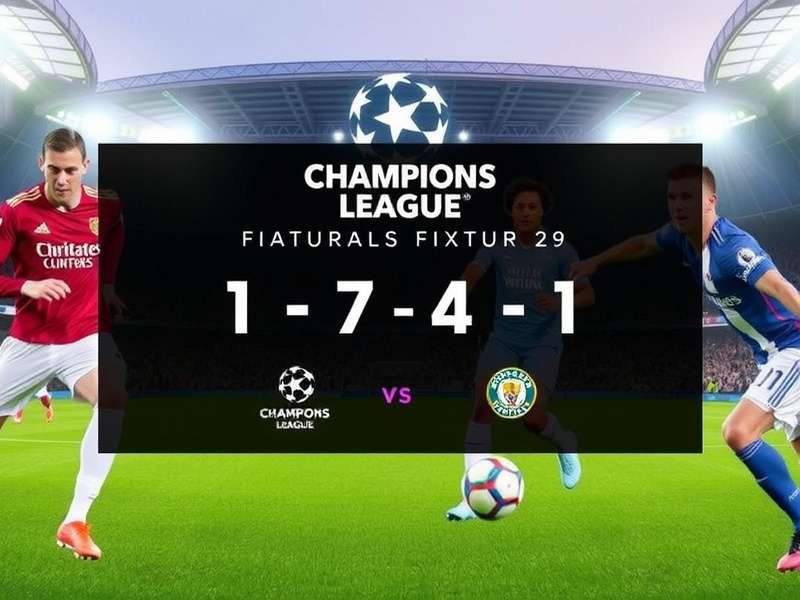 Champions League trophy with stadium lights in background