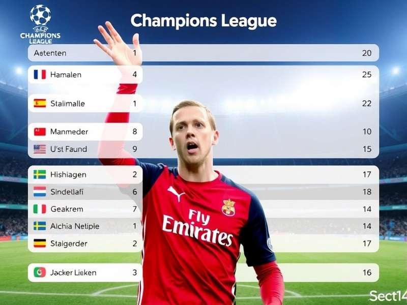 Champions League trophy with stadium background