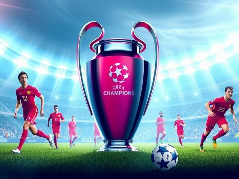 Historic Uefa Champions League match at night with full stadium