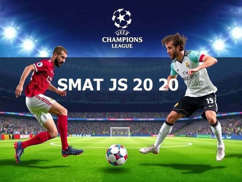 Champions League trophy and stadium atmosphere during a night match