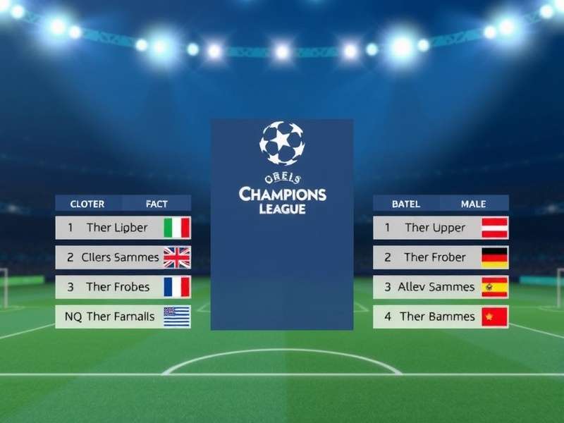 Football stadium packed with fans cheering during a Champions League night