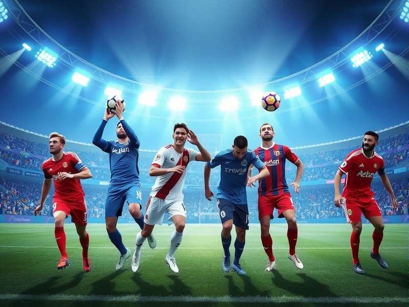 Champions League trophy under stadium lights with fans cheering