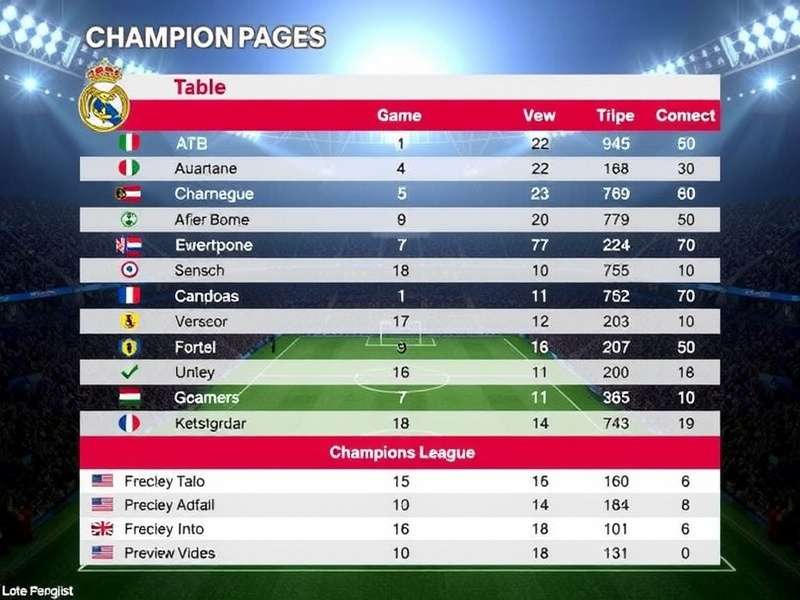 Champions League Table 2025 – exclusive standings and data visualization for Indian fans