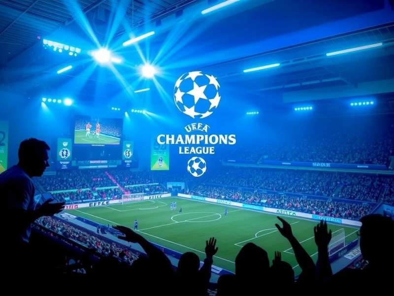 Real Madrid celebrating Champions League victory with trophy under stadium lights