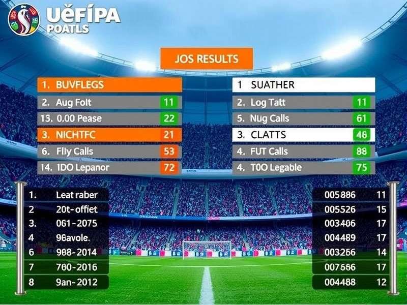 Uefa Results dashboard showing Champions League statistics and match data