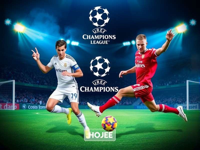 Champions League Hoje matchday graphic showing live UCL action