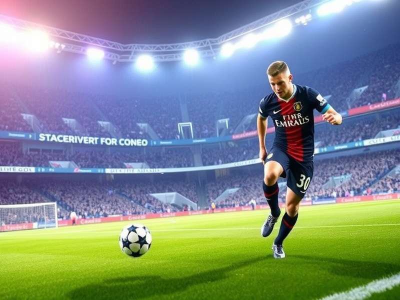 UEFA Champions League trophy with stadium lights in background